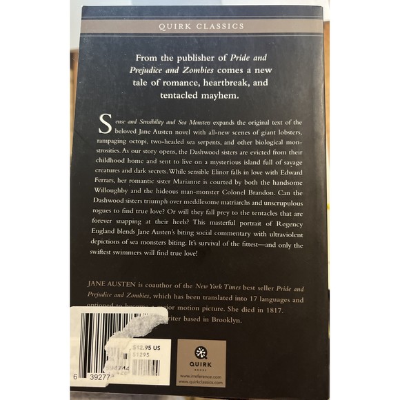 Sense and Sensibility and Sea Monsters, By Jane Austen & Ben H. Winters new book - Picture 2 of 2